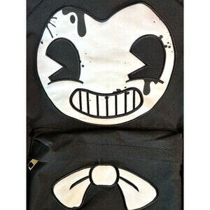 Bendy And The Ink Machine Black with White Face Embroidered Backpack Laptop Bag